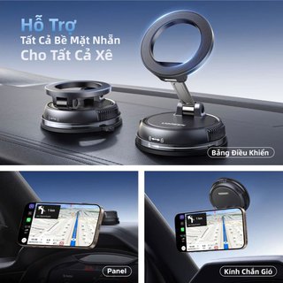 Giá đỡ điện thoại trên ô tô có nam châm, đế hút chân không, giá đỡ điện thoại có thể gấp lại, chuyên dụng cho việc dẫn