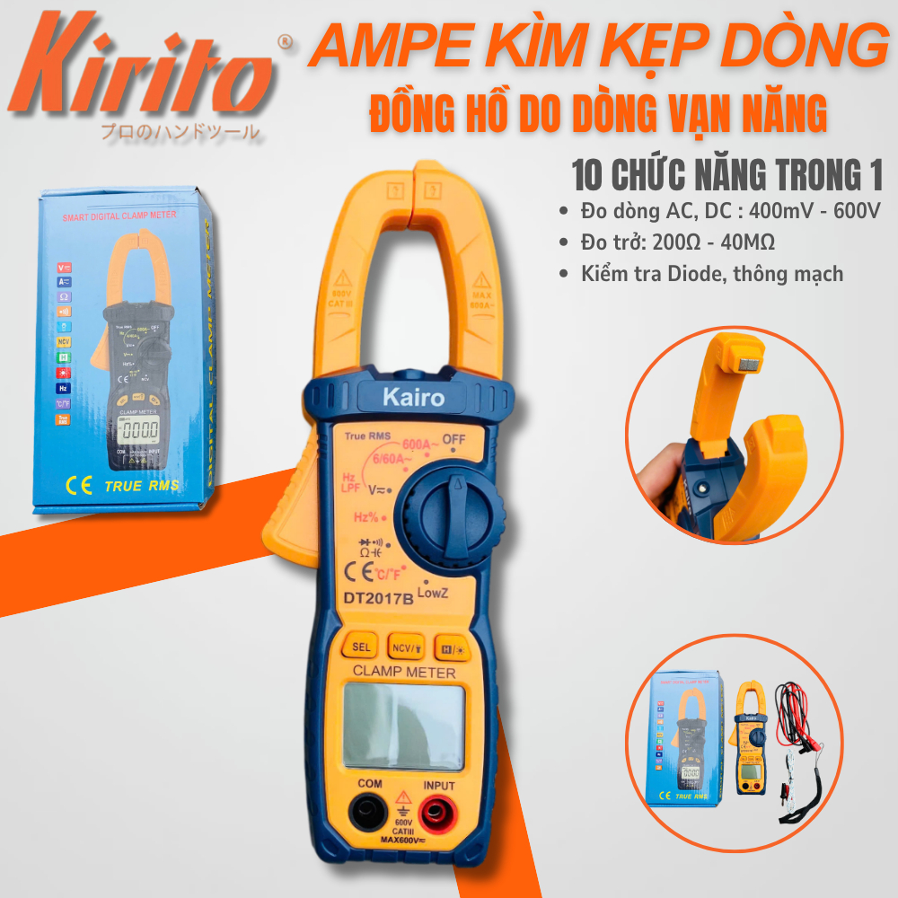 Ampe Kìm Kairo DT2017B – Đo Dòng, Điện Áp, Điện Trở, Tụ, Tần Số, Nhiệt Độ
