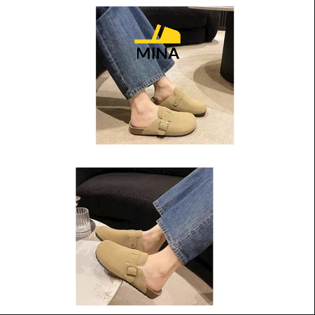 [Peinn] [Tăng 1 Size] Dép Slip-On Giày Lười Nữ, Sục Da Lộn chất da mềm Đế cao thời trang_MINA