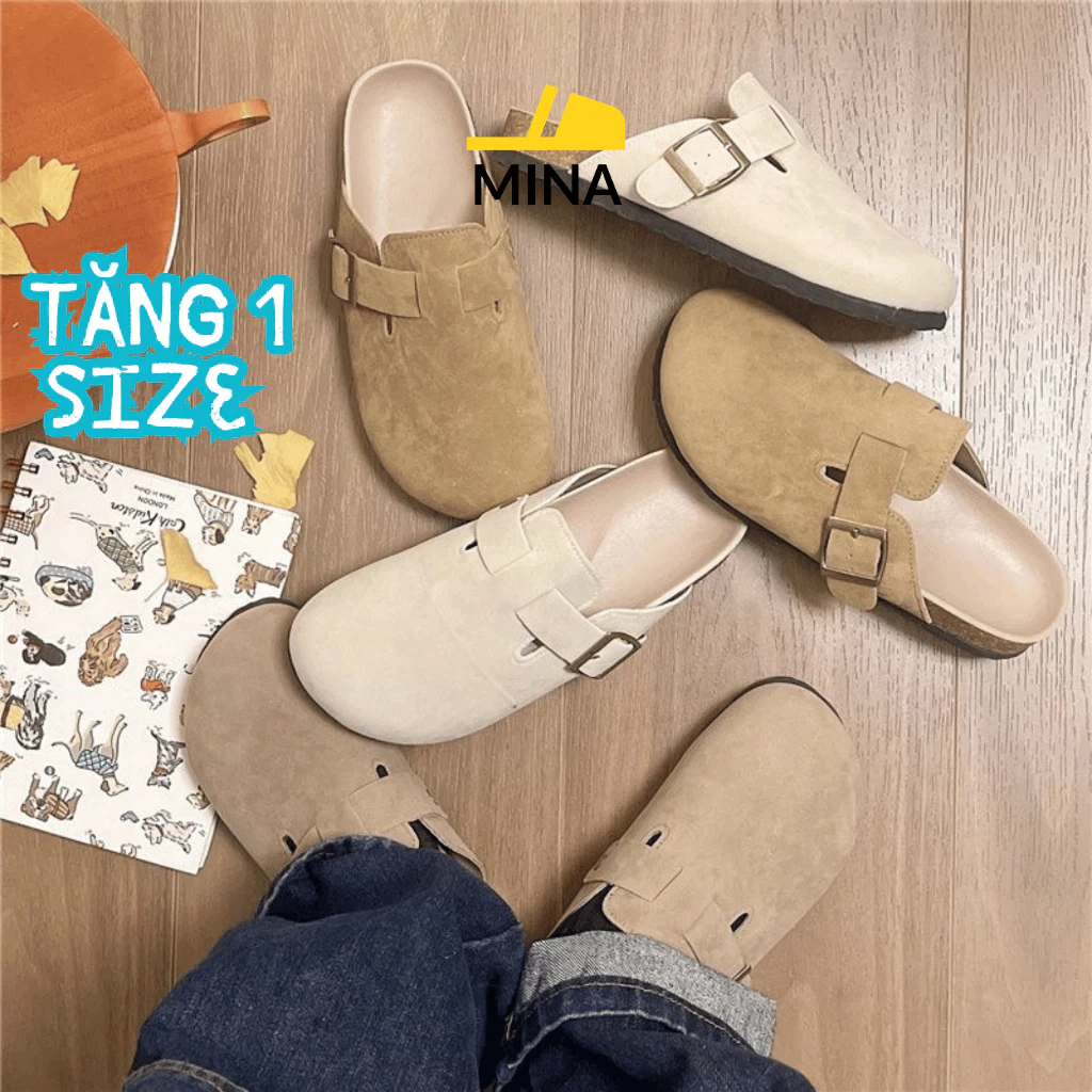 [Peinn] [Tăng 1 Size] Dép Slip-On Giày Lười Nữ, Sục Da Lộn chất da mềm Đế cao thời trang_MINA