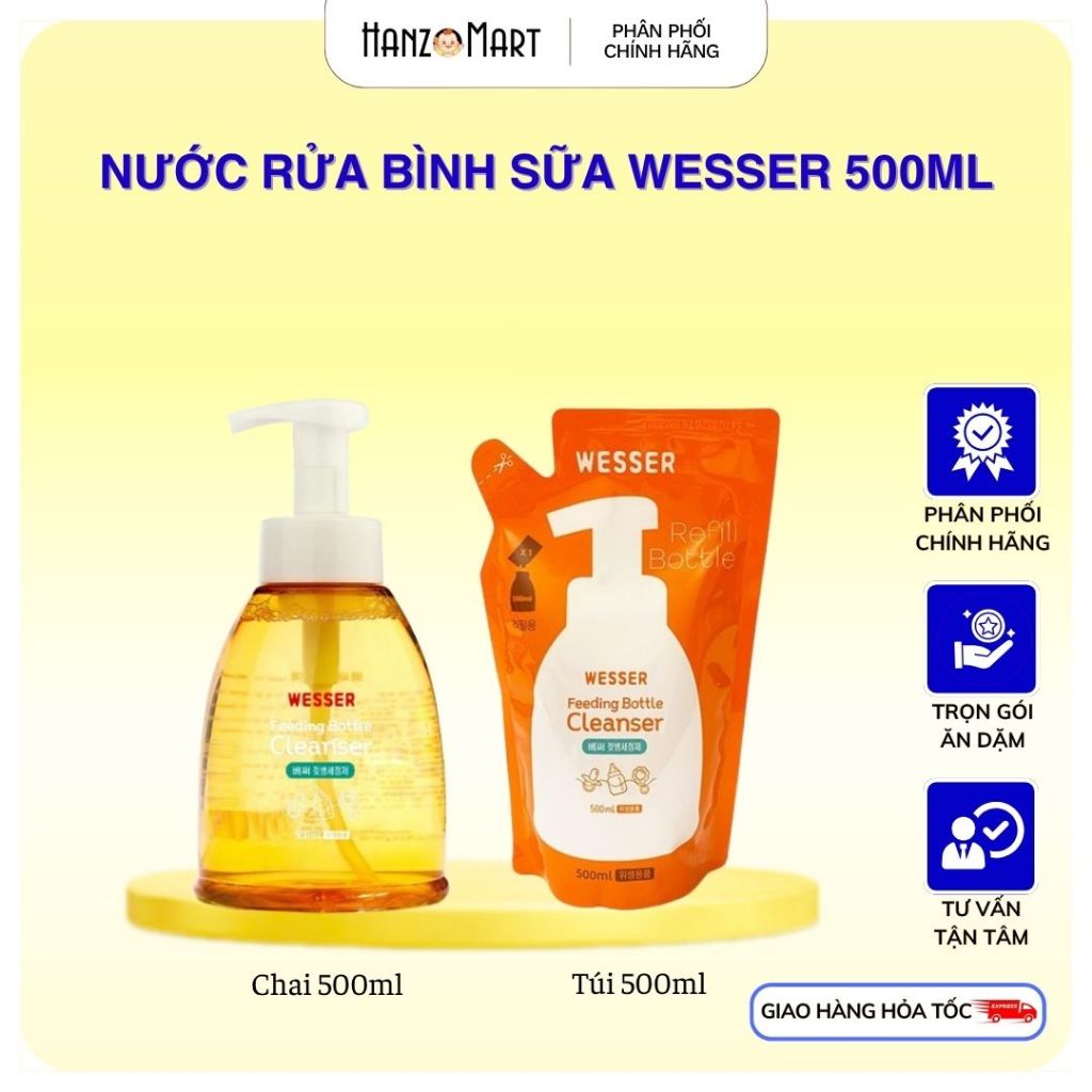 Nước rửa bình sữa Wesser - hanzomart
