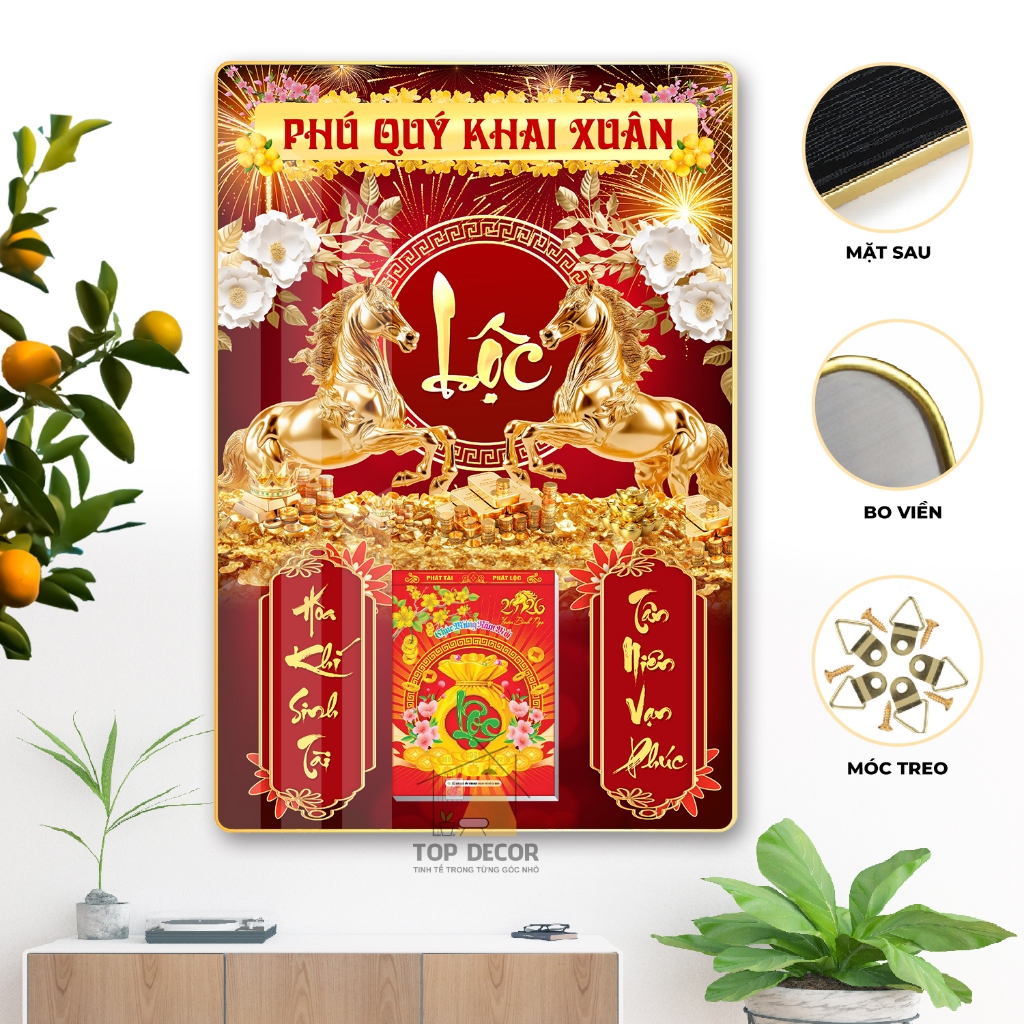 Lịch Tết 2026 - Đốc Lịch Gỗ Mạ Gương Mã Đáo Thành Công, May Mắn, Thuận Buồm Xuôi Gió cho Năm Mới.