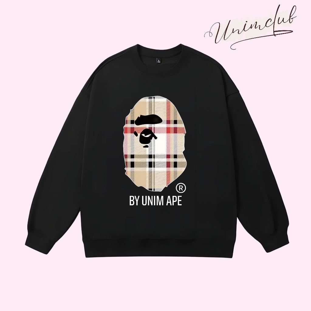 Áo Sweater Bape BBR Áo Nỉ Dài Tay Thu Đông Unisex Phong Cách Streetwear Nỉ Chân Form Dáng Rộng Châu Âu