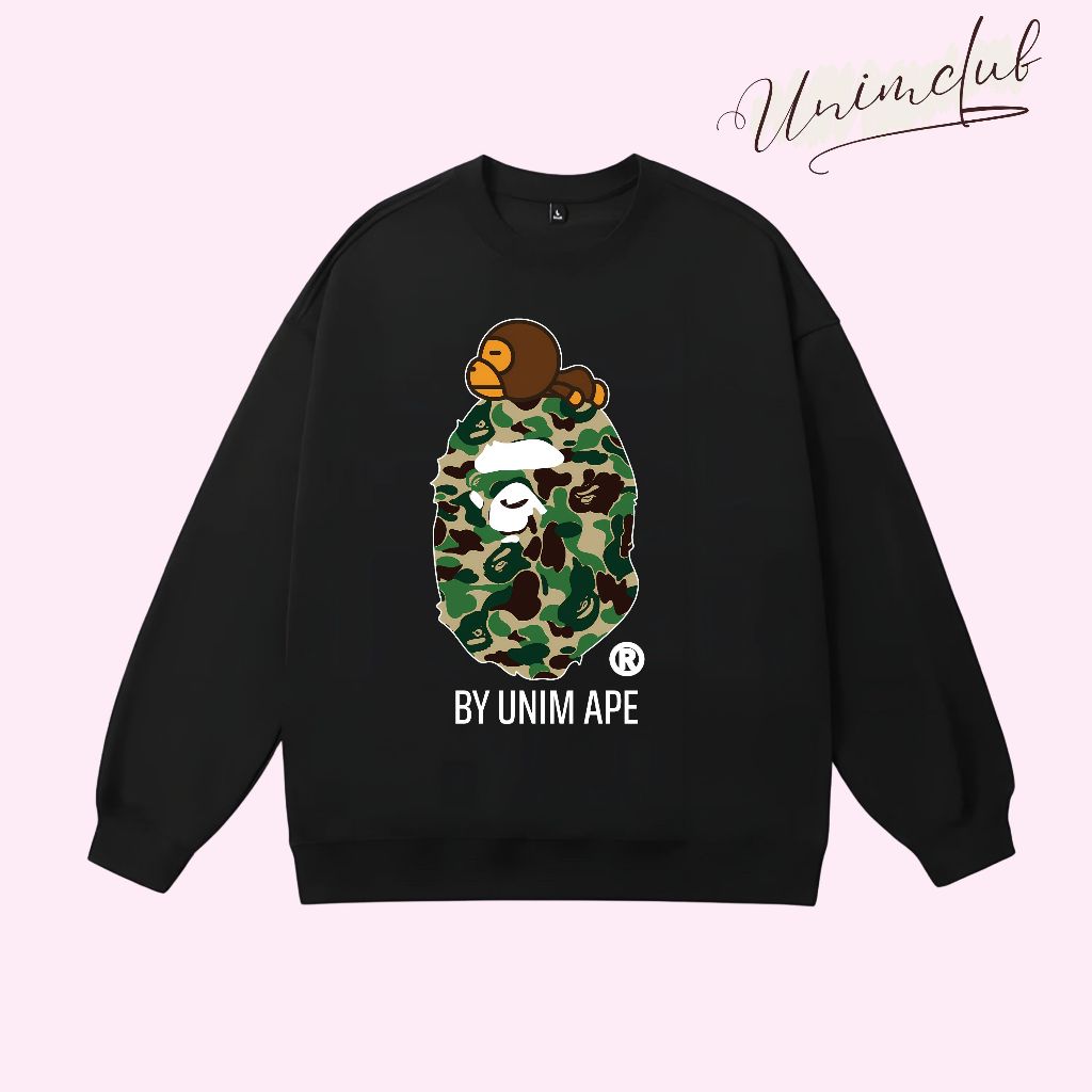 Áo Sweater Bape BBR Áo Nỉ Dài Tay Thu Đông Unisex Phong Cách Streetwear Nỉ Chân Form Dáng Rộng Châu Âu