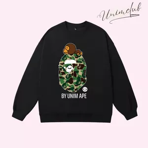 Áo Sweater Bape Rằn Ri Áo Nỉ Dài Tay Thu Đông Unisex Phong Cách Streetwear Nỉ Chân Cua Form Dáng Rộng Châu Âu SWTBP2