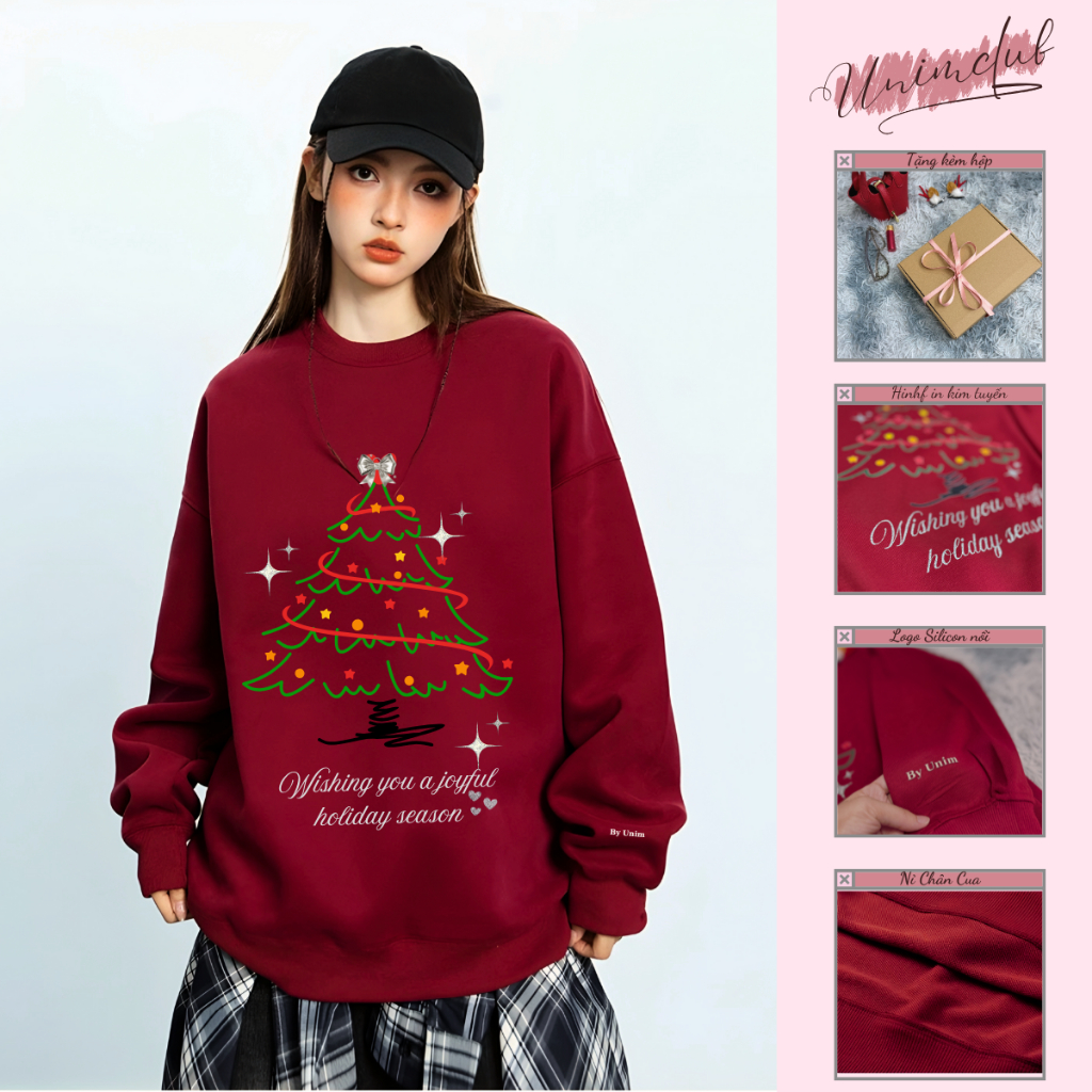 [Hoả Tốc HN] Áo Noel Giáng Sinh Sweater Merry Christmas Dài Tay Chất Liệu Nỉ Chân Cua 370GSM Premium Form Dáng Rộng