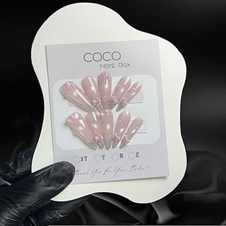 (HỎA TỐC) Móng úp tay, Nailbox thiết kế mắt mèo hồng đính nơ G141 dễ thương nhà GEMYCHIP