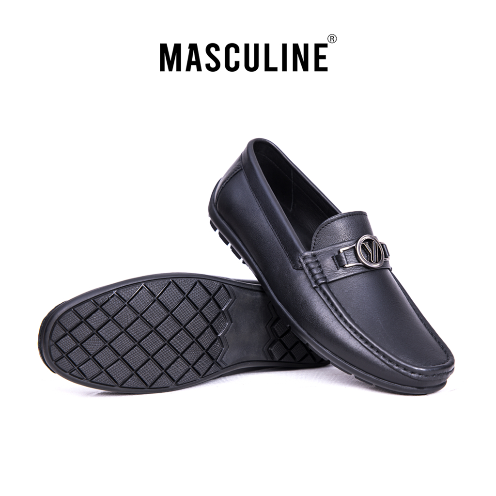 Giày Moccasin nam MASCULINE GLP502 - Giày lười công sở cao cấp da bò thật, da mềm đế chống trượt