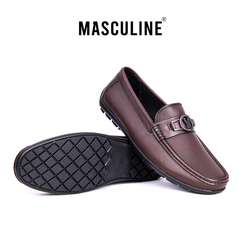 Giày Moccasin nam MASCULINE GLP502 - Giày lười công sở cao cấp da bò thật, da mềm đế chống trượt