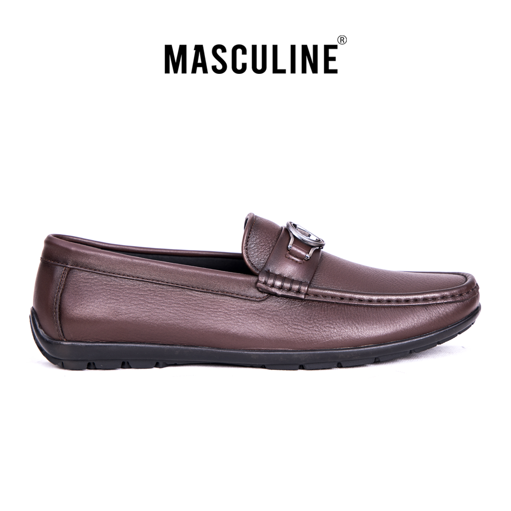 Giày Moccasin nam MASCULINE GLP502 - Giày lười công sở cao cấp da bò thật, da mềm đế chống trượt
