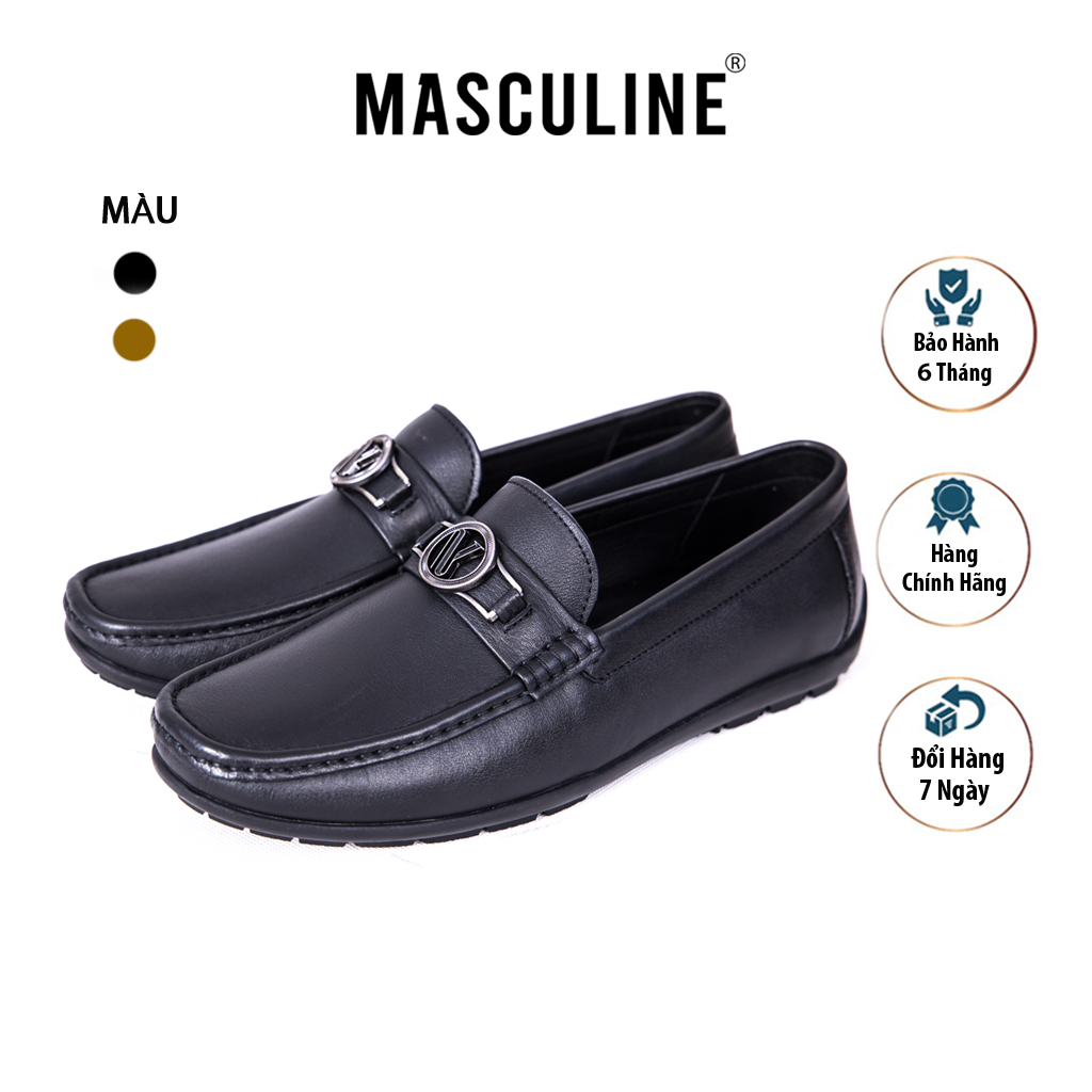 Giày Moccasin nam MASCULINE GLP502 - Giày lười công sở cao cấp da bò thật, da mềm đế chống trượt