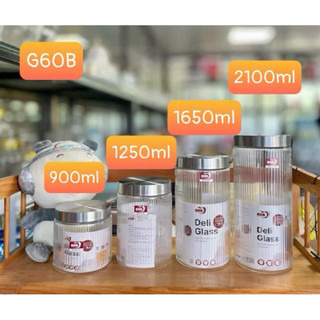 Hũ thủy tinh/ Hũ sọc nắp inox xoáy chặt khít đựng đồ khô, gia vị, muối dưa cà,…