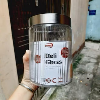 Hũ thủy tinh/ Hũ sọc nắp inox xoáy chặt khít đựng đồ khô, gia vị, muối dưa cà,…