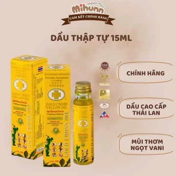 Dầu Gió Thảo Dược Thập Tự Vàng Gold Cross Oil Yellow - Dầu Thái Lan Xoa Bóp Nóng Giảm Đau 15ml - MIHUN MART