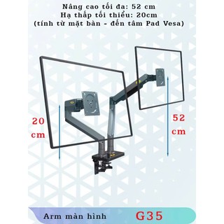 NB G35 + FP2/ Combo Giá Treo 2 Màn Hình Máy Tính 22-32 Inch Kèm Gía đỡ LapTop 10'' - 17'' inch [Hàng Chính Hãng]