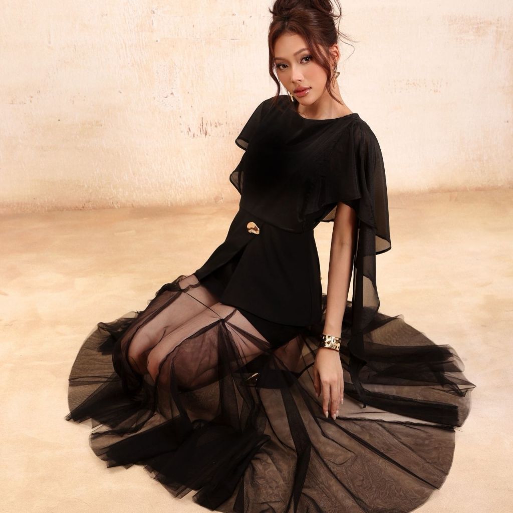 Orli Label |  Flare Skirt | Chân váy lưới đuôi cá Đen/Nâu