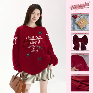 Áo Sweater Nơ Hàn Quốc Unim Club Form Unisex Hottrend Vải Nỉ Chân Cua CVC 350Gsm Cao Cấp - ASN