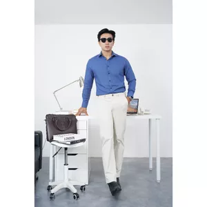 Áo Sơ Mi Nam Dài Tay NINOMAXX Xanh Navy Dáng Slimfit Chất Melange Cotton Chống Nhăn Mềm Mại 2110016