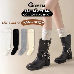 Tất nữ cổ cao lolita mang giày boot GOMTAT, vớ bắp chân nữ mang bốt mùa đông, mềm mịn giữ ấm - KEM-001