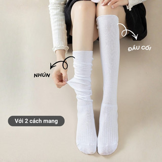 [LIVE MỞ BÁN] Tất nữ cổ cao lolita mang giày boot GOMTAT, vớ bắp chân nữ mang bốt mùa đông, mềm mịn giữ ấm - KEM-001