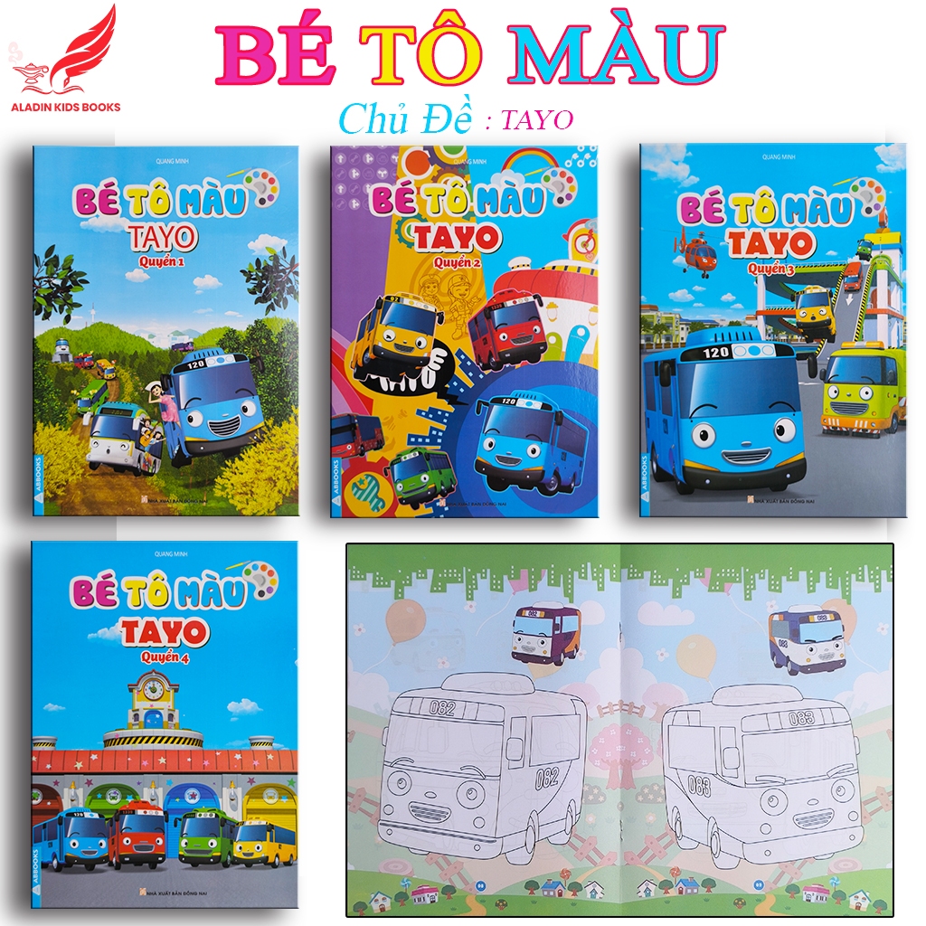 Sách-Bé Tô Màu – Chủ Đề TAYO | Quang Minh | NXB Đồng Nai (Chọn Quyển 1-4 / Trọn Bộ 4)