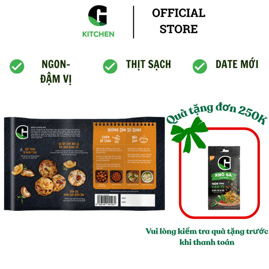 Thịt viên dinh dưỡng Nấm G Kitchen 300g [Giao HCM]