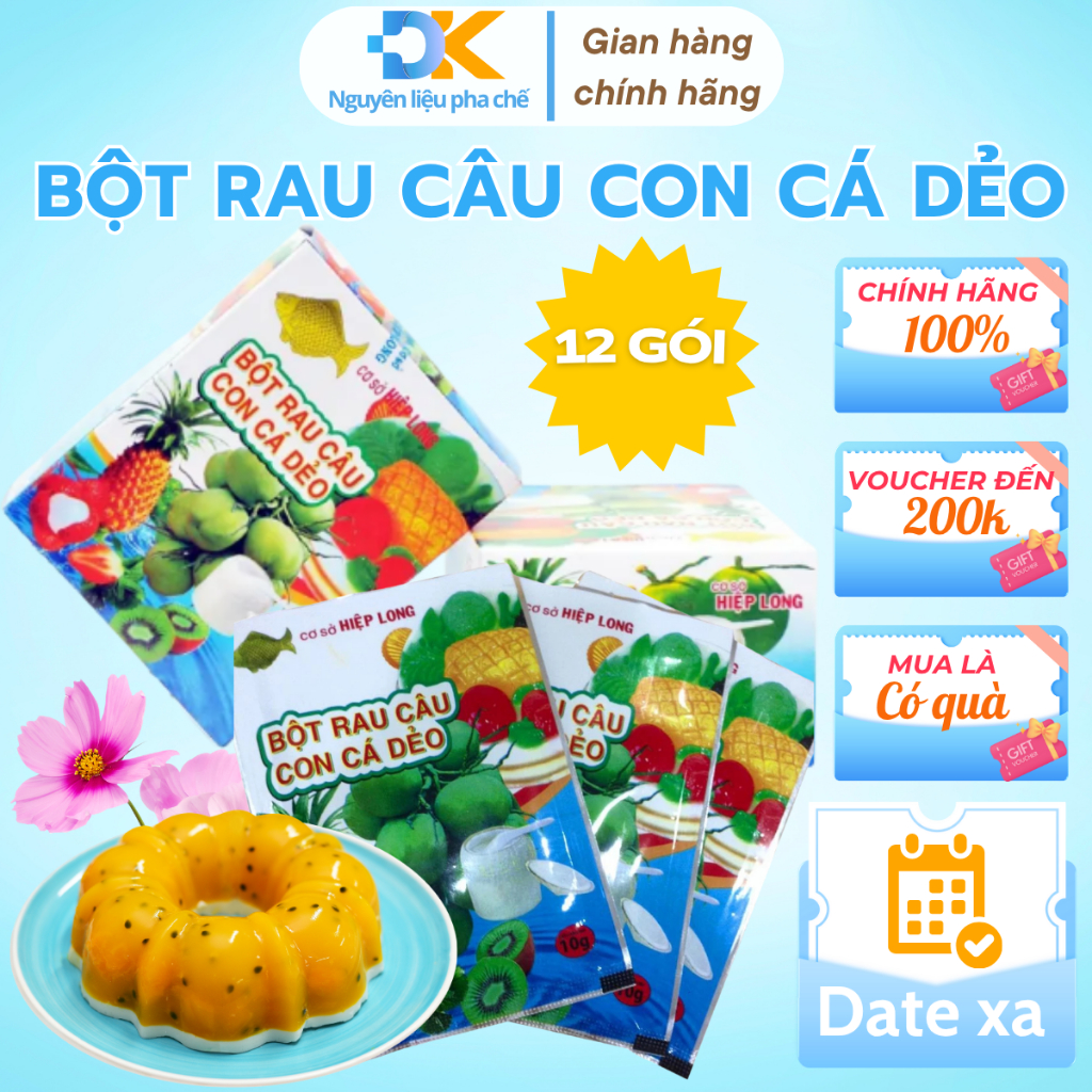 Bột rau câu con cá dẻo hộp 12 gói dùng làm thạch topping làm bánh ...