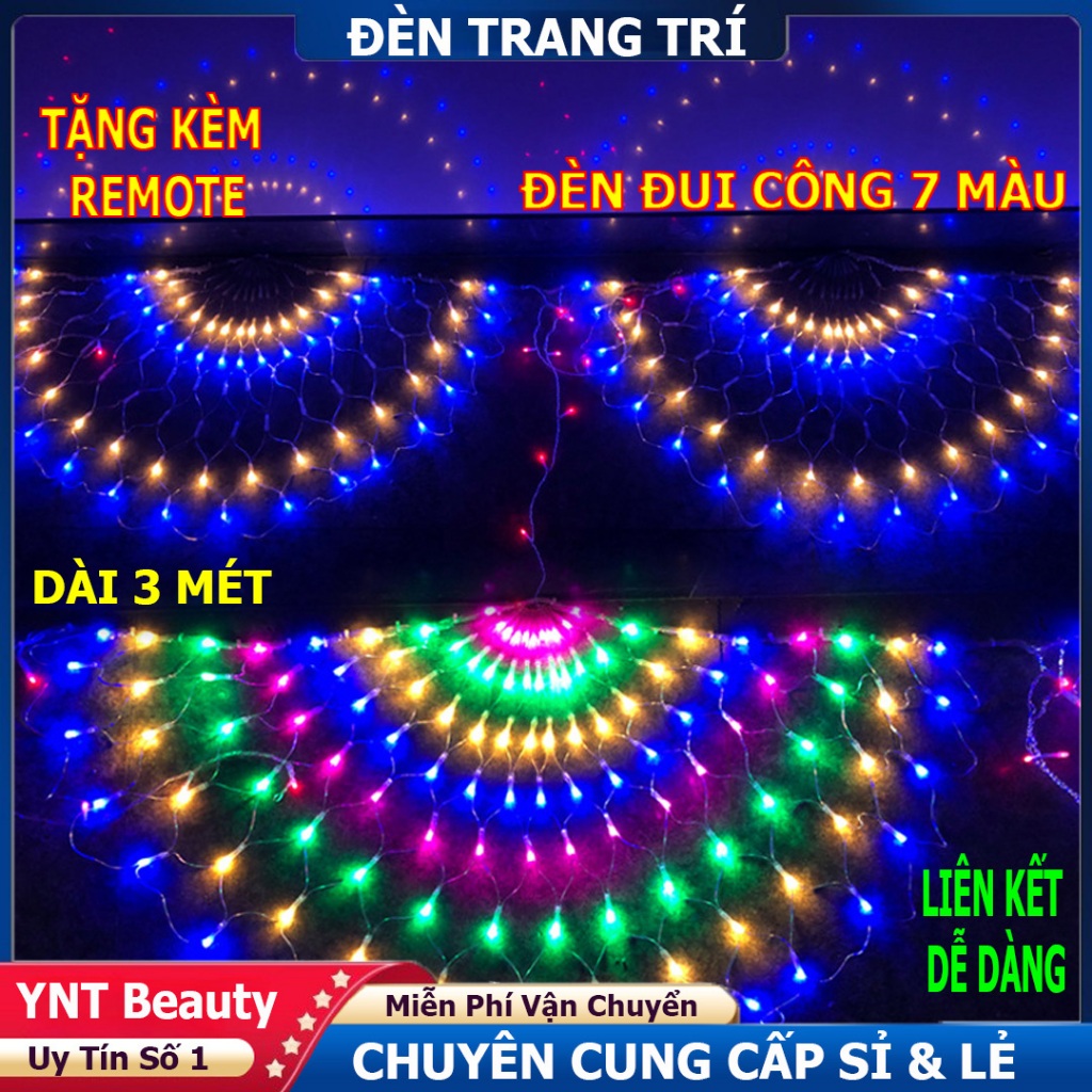 Dây LED Rèm Lưới Đuôi Công Dài 3M Chống Nước 8 Chế Độ Trang Trí Noel ...