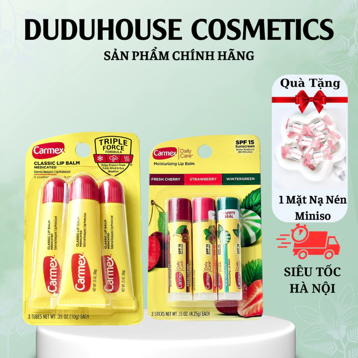 Son Dưỡng Carmex Daily Care Moisturizing Lip Balms SPF15 siêu cấp ẩm làm mềm môi 10g Duduhouse