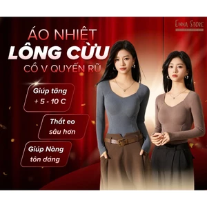 Áo giữ nhiệt EMMA STORE cổ chữ V vải sợi gốc protein giữ nhiệt ôm sát body tôn eo tôn dáng