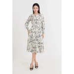 Đầm lụa tay dài họa tiết cổ tròn, Đầm dáng midi công sở dạo phố nữ IVY moda MS 48T0286 — ảnh 6