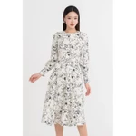 Đầm lụa tay dài họa tiết cổ tròn, Đầm dáng midi công sở dạo phố nữ IVY moda MS 48T0286 — ảnh 7