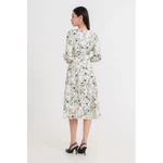 Đầm lụa tay dài họa tiết cổ tròn, Đầm dáng midi công sở dạo phố nữ IVY moda MS 48T0286 — ảnh 8