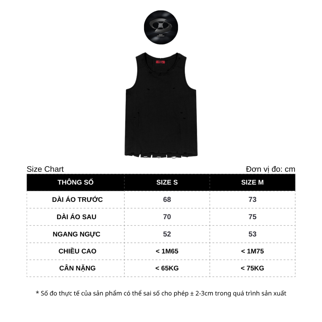 Bad Choices | Áo ba lỗ tank top mài rách vải 100% cotton 2 chiều phối logo đỏ
