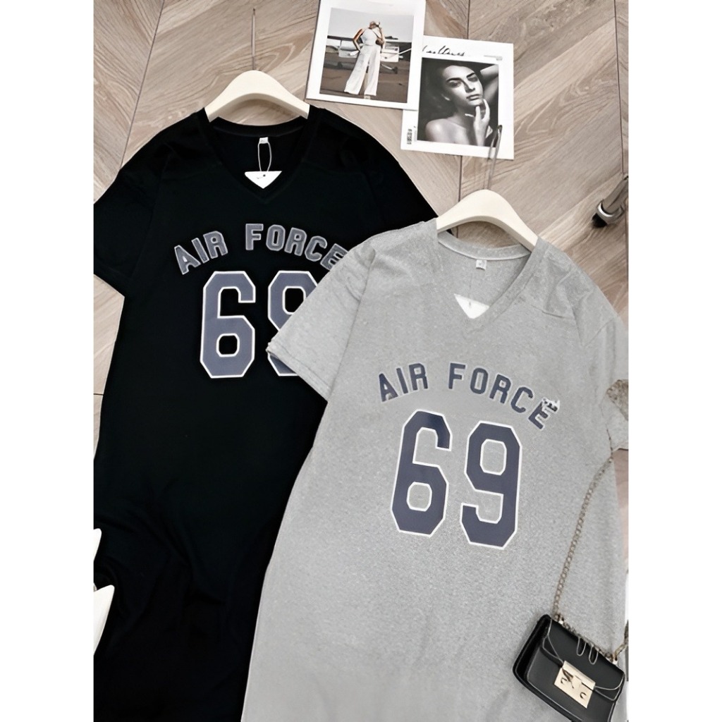 Váy cổ tim dáng dài cộc tay xám đen số 69 Đầm form rộng thể thao basic bầu bigsize chubby mặc nhà đi chơi xinh T1318G