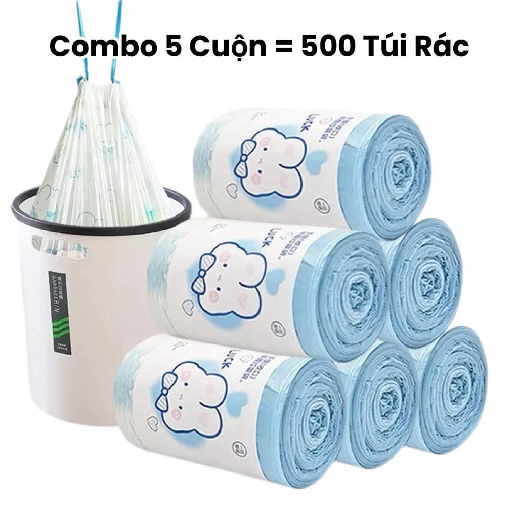 [Top Value]Combo 5 Cuộn 100 túi đựng rác tự phân hủy có dây rút Minaier ...