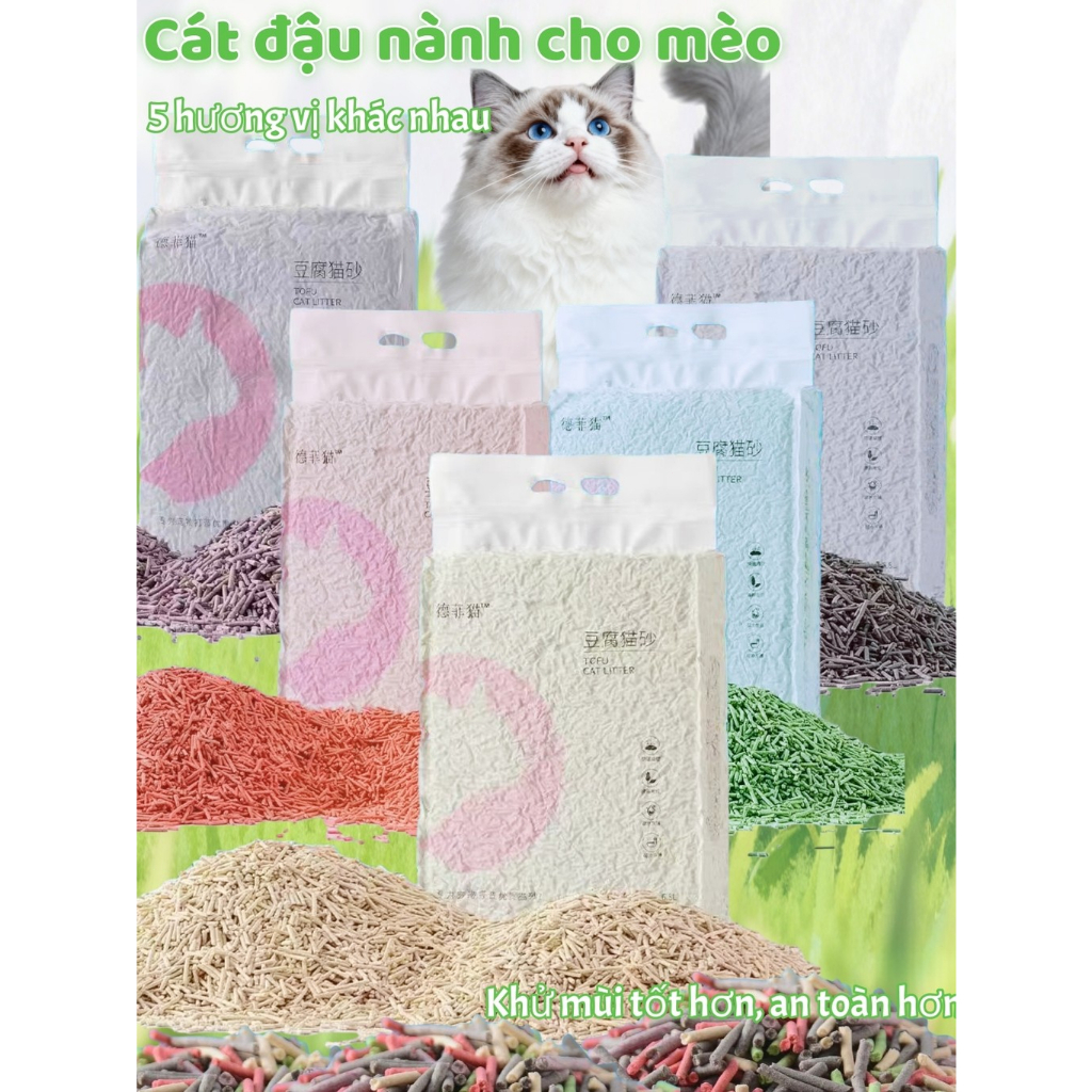 (CÓ HỎA TỐC ) Cát vệ sinh cho mèo 2.5kg organic đậu nành, cát mèo, vón nhanh, khử mùi, tiết kiệm, dễ dàng xả vào bồn cầu