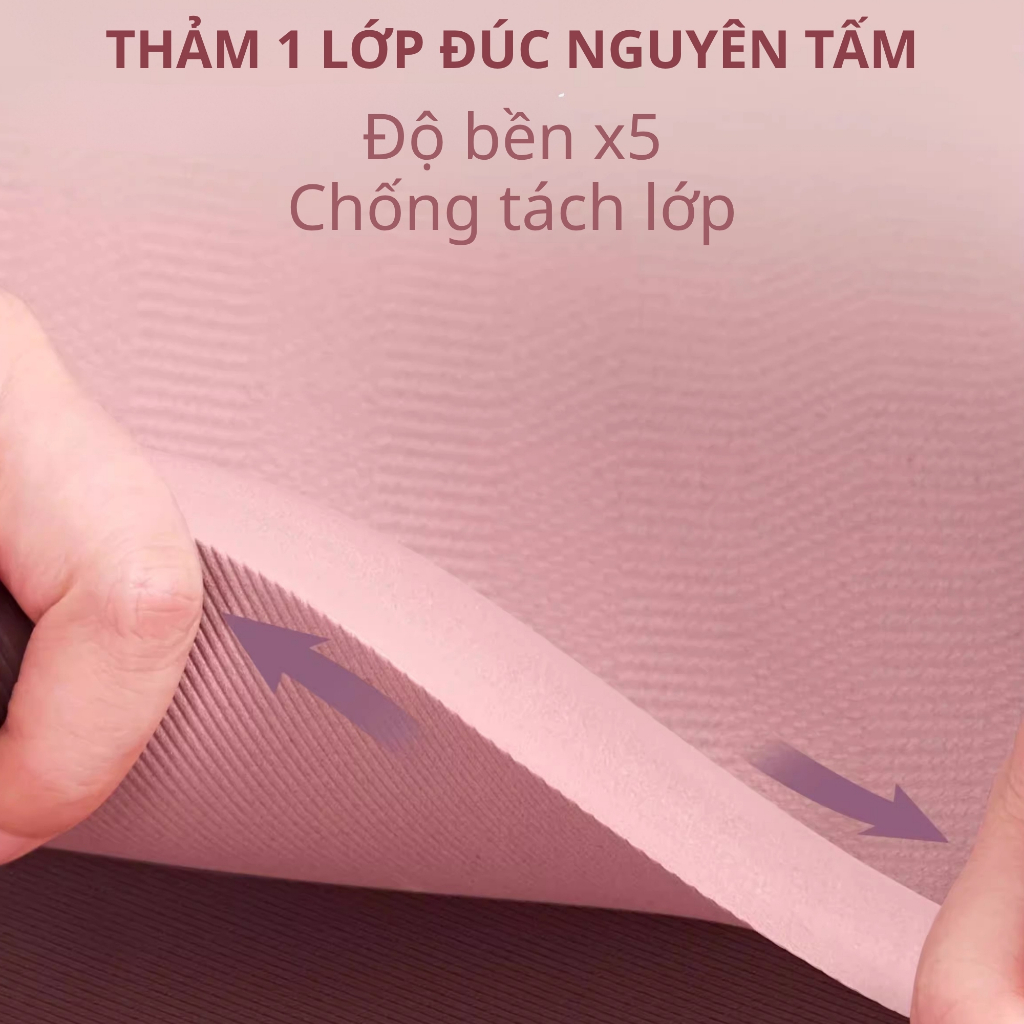 Thảm Tập Yoga Định Tuyến TPE cao cấp đúc nguyên tấm 8mm kèm túi đựng, chống trượt chính hãng TOPBODY
