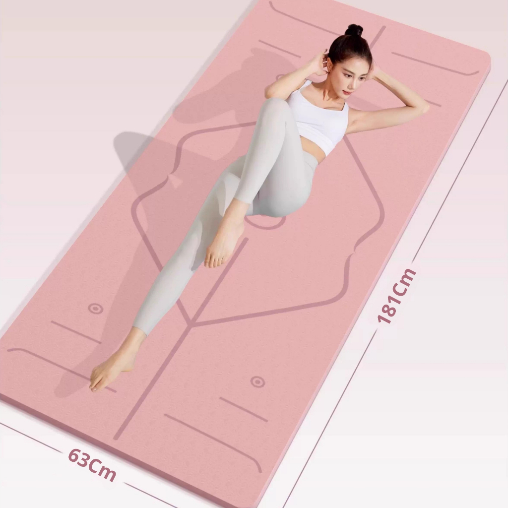 Thảm Tập Yoga Định Tuyến TPE cao cấp đúc nguyên tấm 8mm kèm túi đựng, chống trượt chính hãng TOPBODY