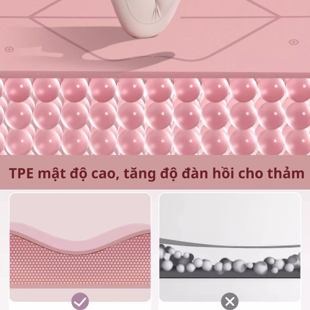 Thảm Tập Yoga Định Tuyến TPE cao cấp đúc nguyên tấm 8mm kèm túi đựng, chống trượt chính hãng TOPBODY