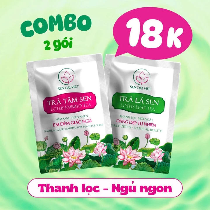 Combo Dùng Thử 18K – Trà Tâm Sen + Trà Lá Sen | Hương Sen Tự Nhiên – Dễ Uống – Tiện Lợi