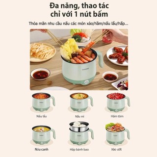 (BH 1 năm) Nồi điện đa năng dung tích 1.5L Samono SW-DG01P phủ 2 lớp chống dính, công suất 600W, kèm xửng hấp inox