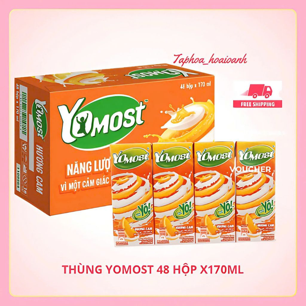 Thùng 48 hộp sữa chua uống yomost 170ml vị cam, dâu, lựu, việt quất ...