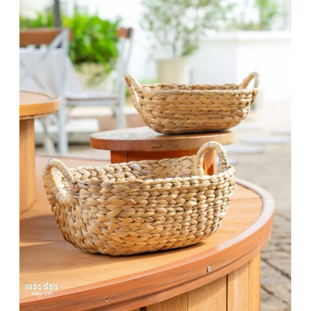 Giỏ đựng đồ , decor trang trí dáng thuyền bằng cói lục bình