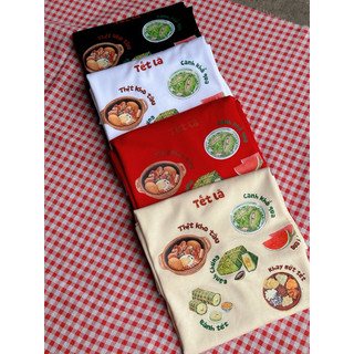 [ÁO THUN CHO CẢ GIA ĐÌNH] Áo thun TẾT in hình Ẩm thực ngày xuân chất Cotton mềm mịn định lượng 250gsm Premium