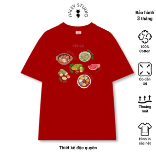 [ÁO THUN CHO CẢ GIA ĐÌNH] Áo thun TẾT in hình Ẩm thực ngày xuân chất Cotton mềm mịn định lượng 250gsm Premium
