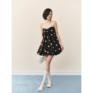Đầm babydoll bí OLV cúp ngực chấm bi đính nơ bồng bềnh điệu đà Dot Silky Puff Cup Dress nhiều màu