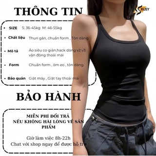 Áo 2 Dây Nữ Thun Gân Basic Ôm Dáng, Áo Hai Dây Trơn Co Giãn Thấm Hút Tốt Dễ Phối Đồ 2S03 Rusy