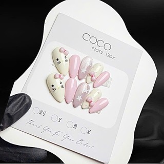 (HỎA TỐC) Móng úp tay, Nailbox thiết kế màu Pasttel hello kitty G143 siêu xinh nhà GEMYCHIP