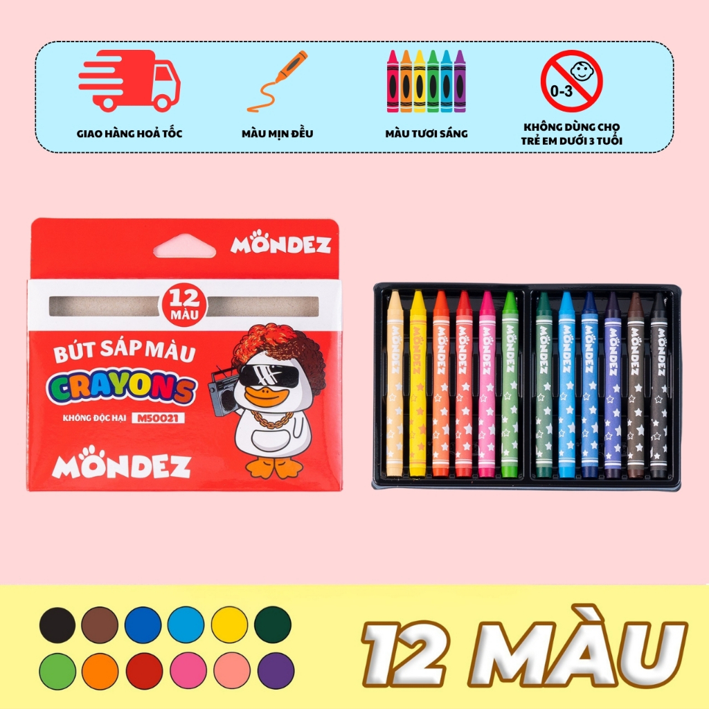 Bút Sáp Màu Cho Bé Tô Vẽ 12,24,36,48 Màu Không Độc Hại Bẩn Tay Rất Dễ Thương Và Tiện Dụng, Bút Sáp Cho Bé Tô Màu, Học Vẽ